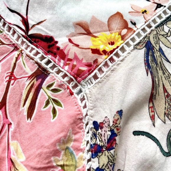 Chelsea & Theodore Floral Maxi Skirt Size S Pink Cream Fit Flare Elastic Waist - Picture 7 of 7